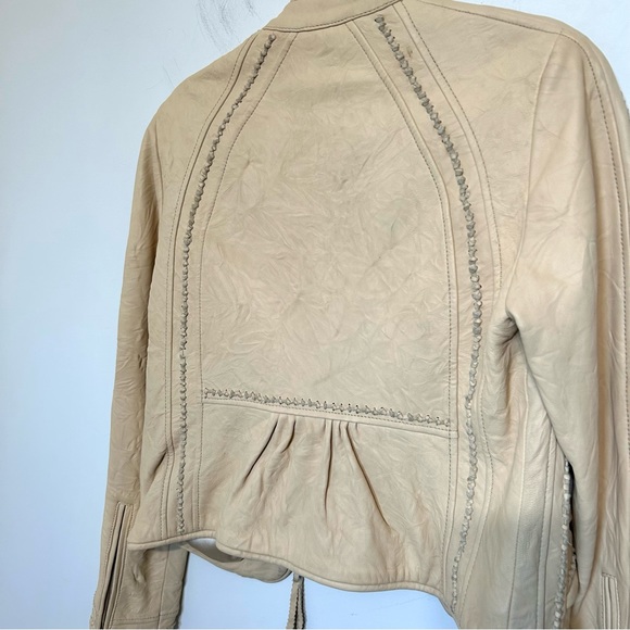Munthe plus Simonsen Leather Jacket Sz 6 Cream - Picture 9 of 12